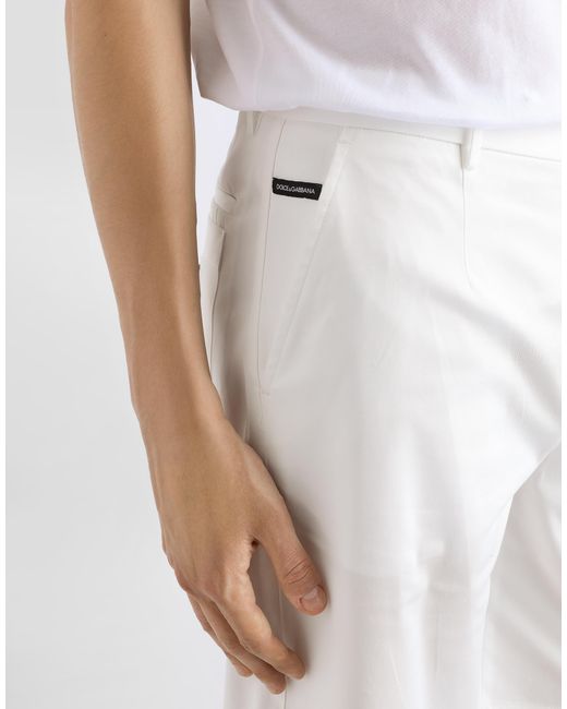 Dolce & Gabbana White Stretch Cotton Shorts With Branded Tag for men