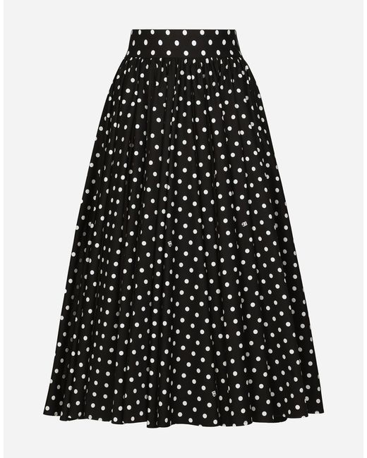 【DOLCE&GABBANA】ドットプリント サーキュラースカートドレス Dolce & Gabbana ドットプリント コットン ロンゲット