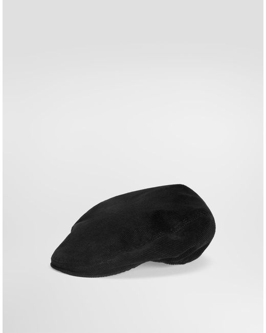 Dolce & Gabbana Black Corduroy Flat Cap for men