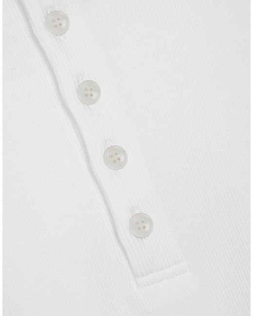 Dolce & Gabbana White Fine-Rib Cotton Granddad-Neck T-Shirt for men
