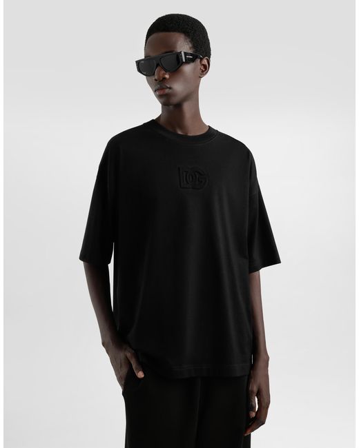 メンズ Dolce & Gabbana ロゴ コットン Tシャツ Black