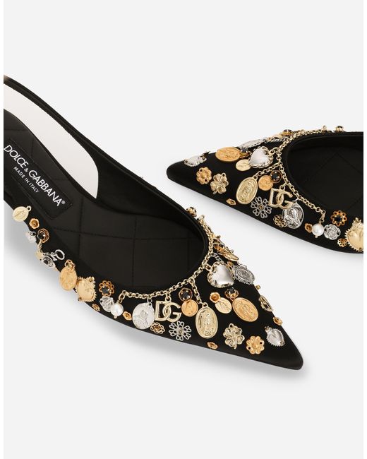Dolce & Gabbana サテン&エンブロイダリー スリングバックパンプス White