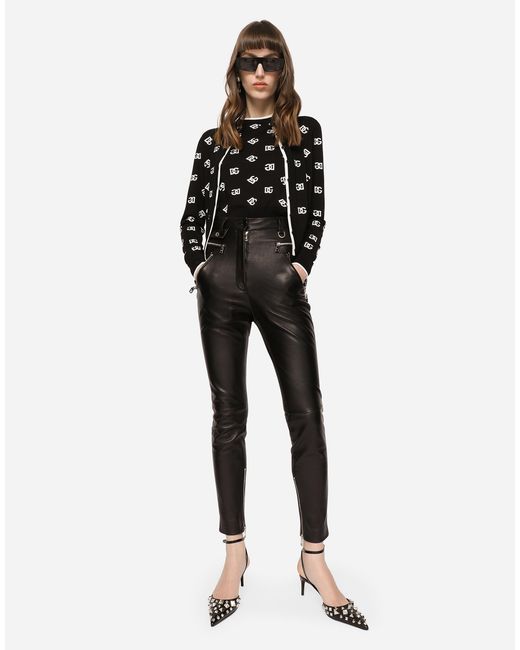 Dolce & Gabbana Black Faux Leather Jeans With Zipper