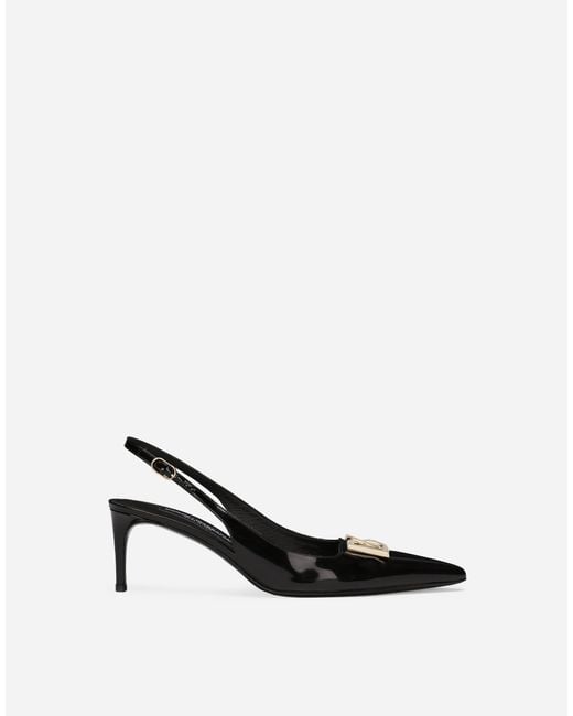 Dolce & Gabbana White Polished Calfskin Slingbacks