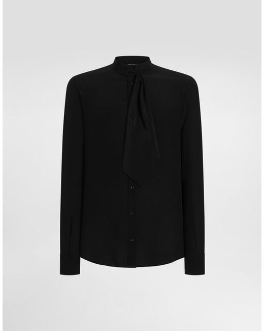 Dolce & Gabbana Black Crêpe De Chine Martini Shirt for men