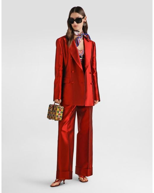 Dolce & Gabbana Red Double-Breasted Mikado Jacket