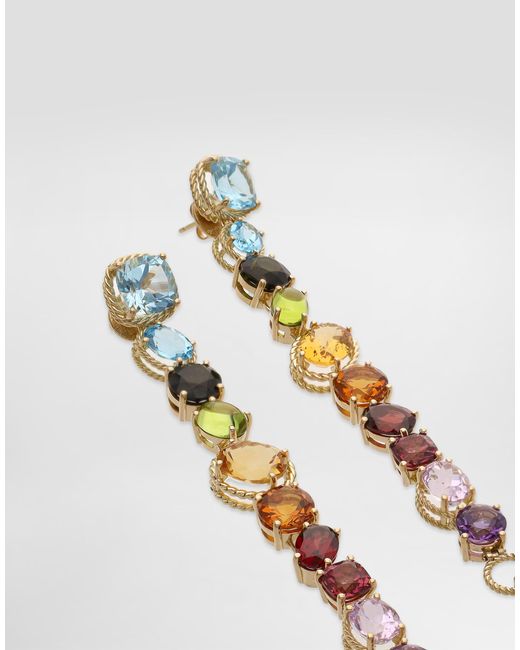 Dolce & Gabbana White Earrings 18-Carat And Multicolored Gems