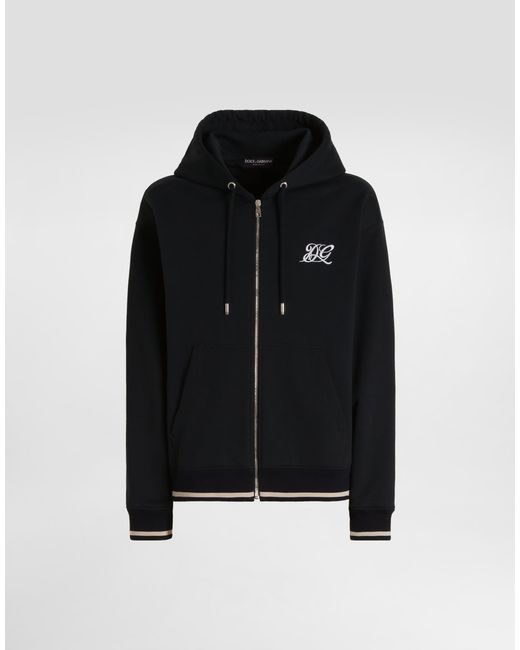 Dolce & Gabbana Black Cotton Hooded Sweatshirt for men