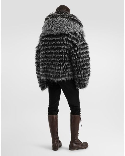 Dolce & Gabbana Black Fur-Effect Knit Cardigan for men