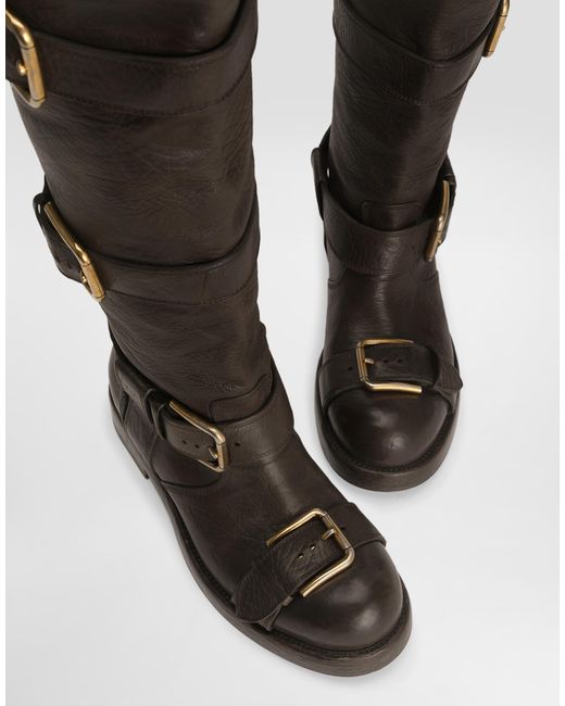 Dolce & Gabbana Black Horse Leather Boots