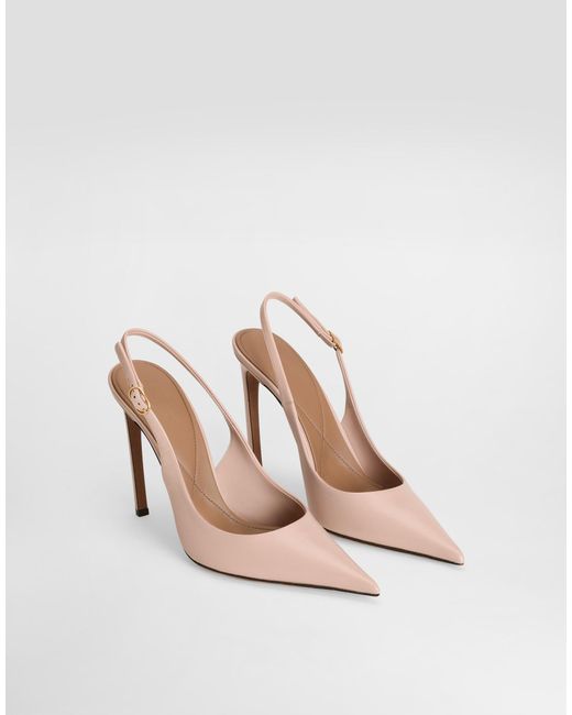 Dolce & Gabbana Polished Goatskin Slingbacks White