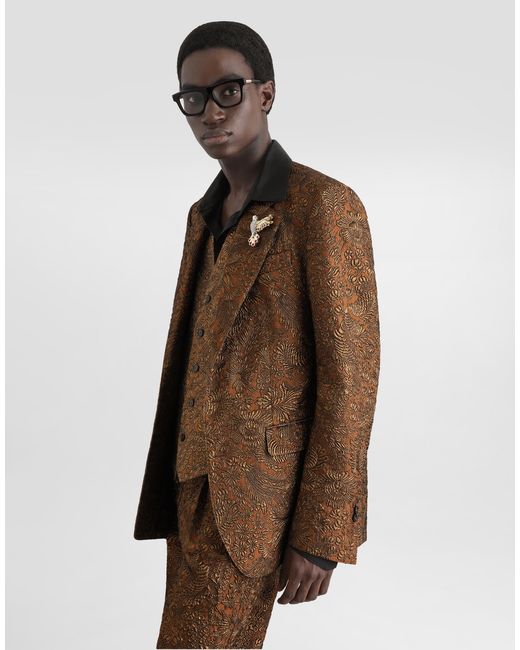 Dolce & Gabbana Brown Sicilia Light Single-Breasted Brocade Jacket for men
