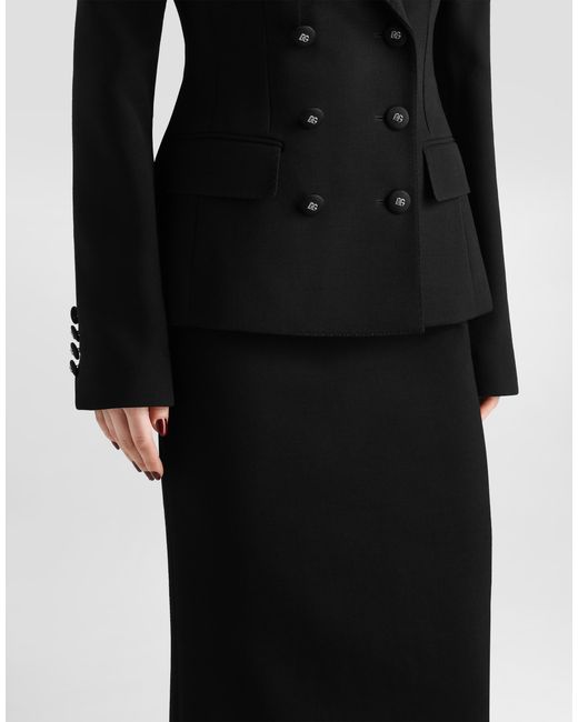 Dolce & Gabbana Black Double Wool Crêpe Skirt