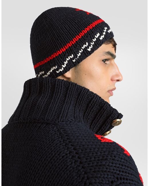 Dolce & Gabbana Multicolor Cotton Intarsia Cardigan for men