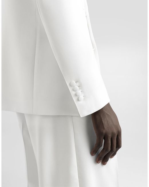 Dolce & Gabbana White Double-Breasted Sicilia Virgin Wool Jacket for men