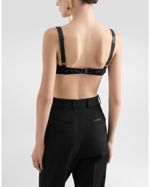 Dolce & Gabbana Black Lace Balconette Bra With Conical Cups