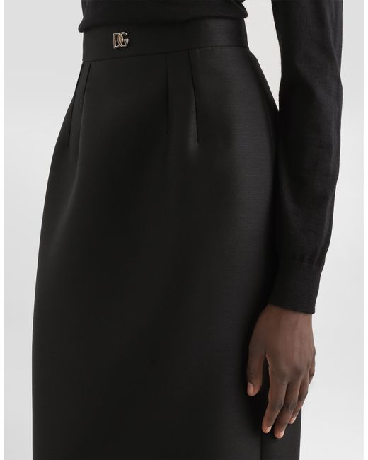 Dolce & Gabbana Black Faille Sheath Skirt
