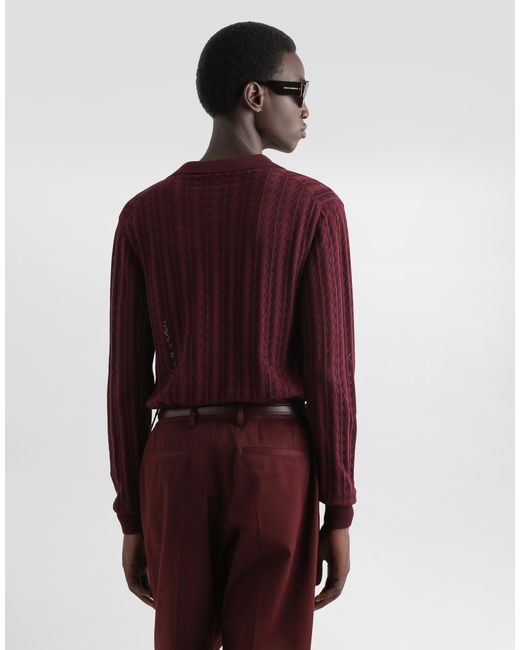 Camisa De Punto De Algodón Calado Dolce & Gabbana de hombre de color Purple