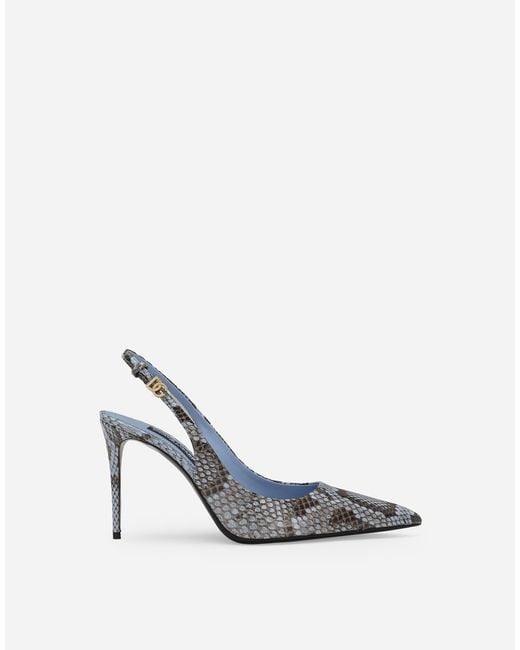 Dolce & Gabbana White Python Skin Slingbacks