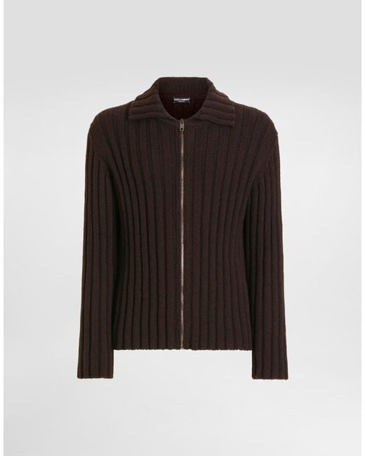 Dolce & Gabbana Black Wool Cardigan for men