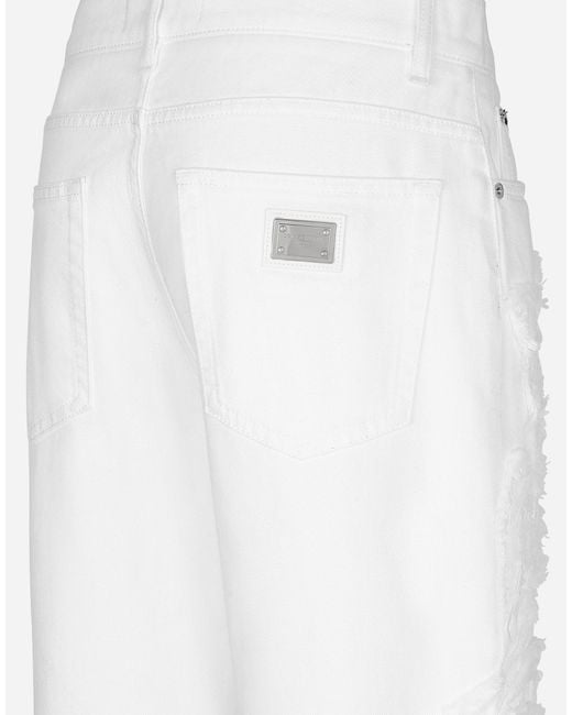 Dolce & Gabbana White Jeans With Stitching