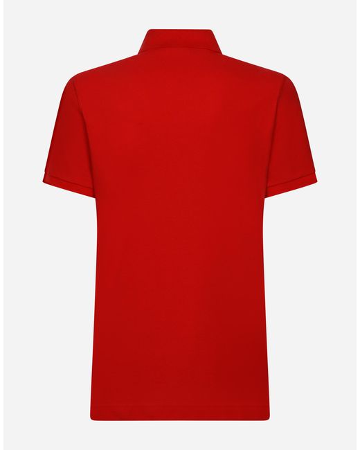 Dolce & Gabbana Poloshirt Baumwollpikee Mit Logoplakette in Red für Herren