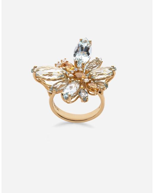 Boucles D'Oreilles Butterfly En Jaune 18 Carats Et Aigues-Marines Dolce & Gabbana en coloris Metallic