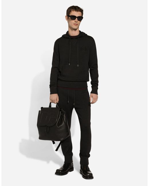 Dolce & Gabbana Black Wool Jogging Pants for men