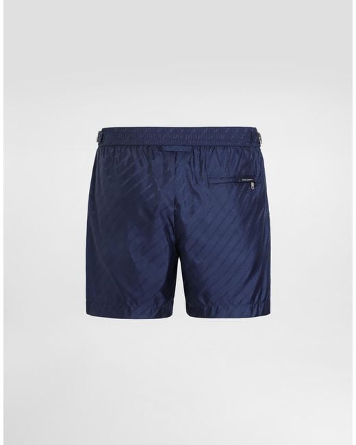 Dolce & Gabbana Blue Jacquard Logo Swim Boxers for men