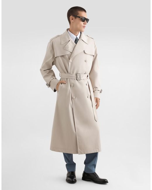 Dolce & Gabbana メンズ ナチュラル Double-Breasted Trench Coatの