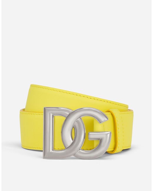Dolce & Gabbana Gürtel aus Kalbsleder mit DG-Logo in Yellow für Herren
