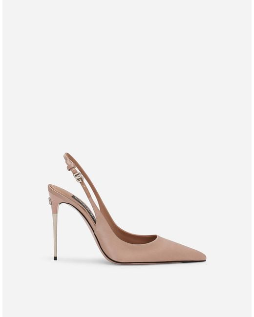 Slingbacks En Satin Dolce & Gabbana en coloris White