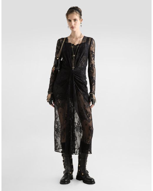 Dolce & Gabbana Black Floral Lace Dress