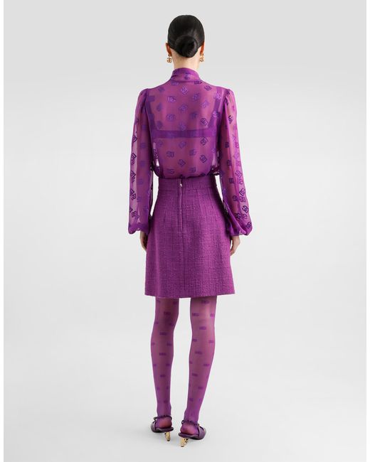 Dolce & Gabbana Rachel Tweed Skirt Purple
