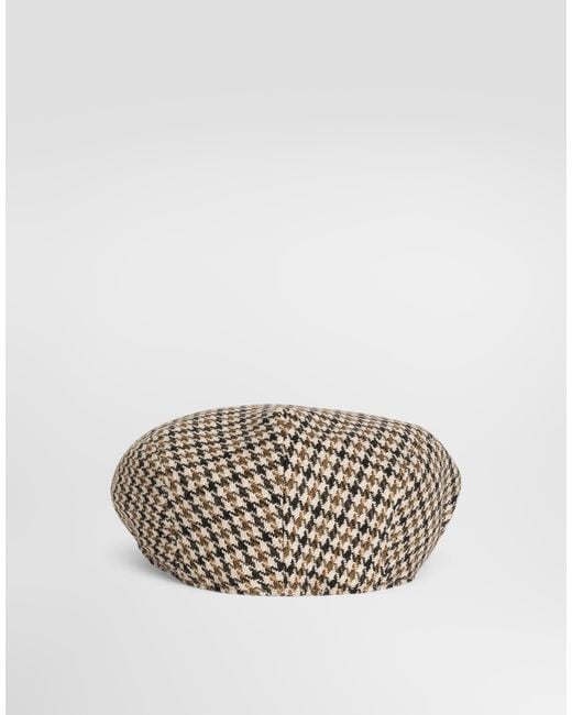 Dolce & Gabbana Multicolor Houndstooth Wool Flat Cap for men