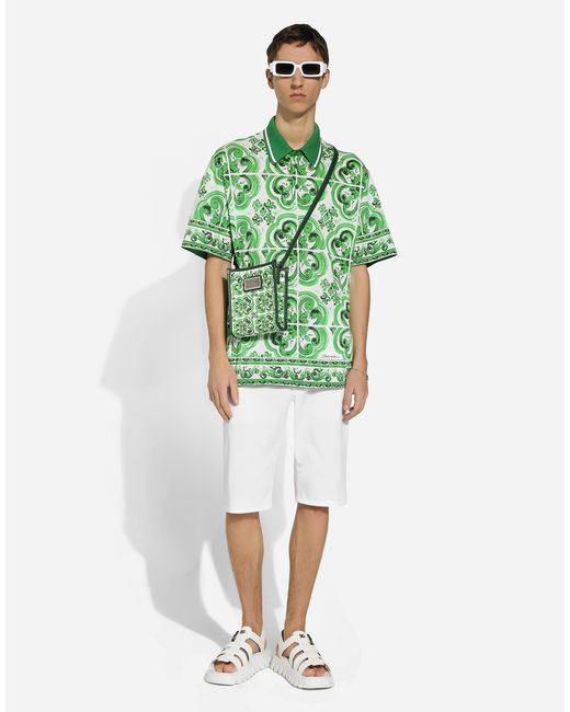 Bermuda En Coton Stretch À Écusson Dg Dolce & Gabbana pour homme en coloris White