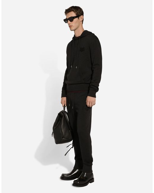 Dolce & Gabbana Black Wool Jogging Pants for men