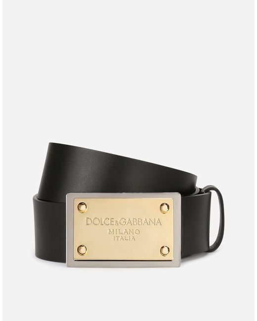 Dolce & Gabbana Gürtel aus Lux-Leder mit Logoschnalle in Black für Herren