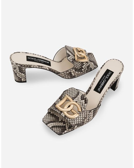 Dolce & Gabbana White Python Skin Mules