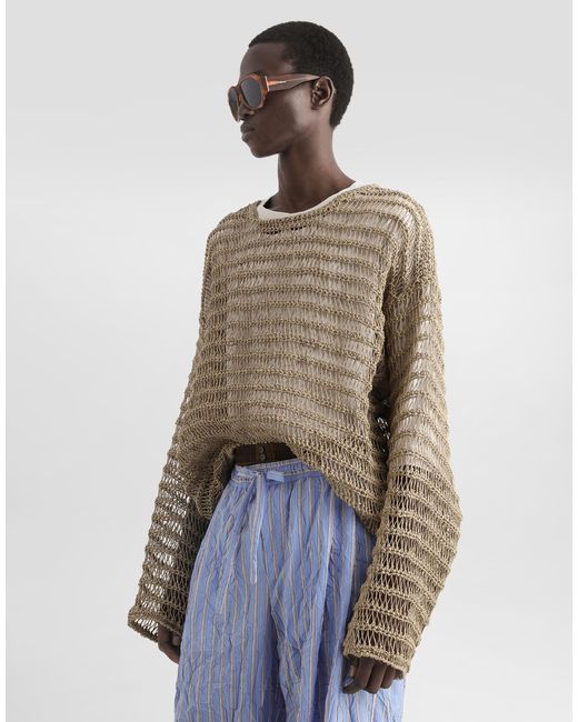 Dolce & Gabbana Natural Cotton-Linen Pullover for men