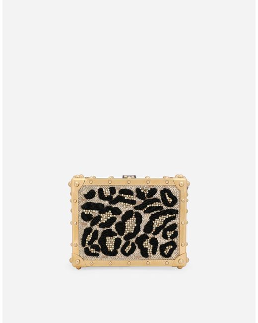 Dolce & Gabbana White Tasche Dolce Box Aus Satin Mit Stickerei