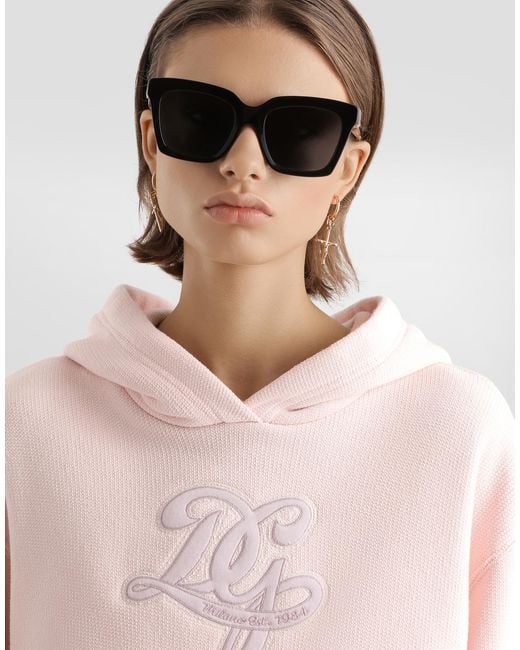 Dolce & Gabbana Pink Jersey Hoodie With Embroidery
