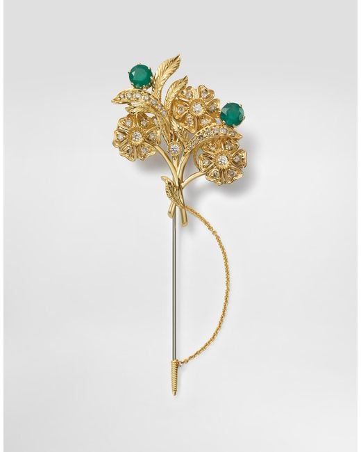 Dolce & Gabbana White Sicily Brooch 18-Carat And, Emeralds, And Diamonds for men