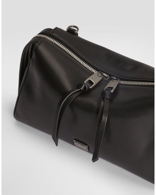 Dolce & Gabbana Black Vittoria Tempesta Calfskin Shoulder Bag for men