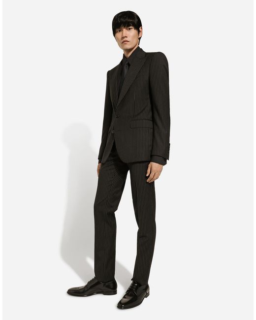 メンズ Dolce & Gabbana サルトリアルパンツ チョークストライプ バージンウール Black