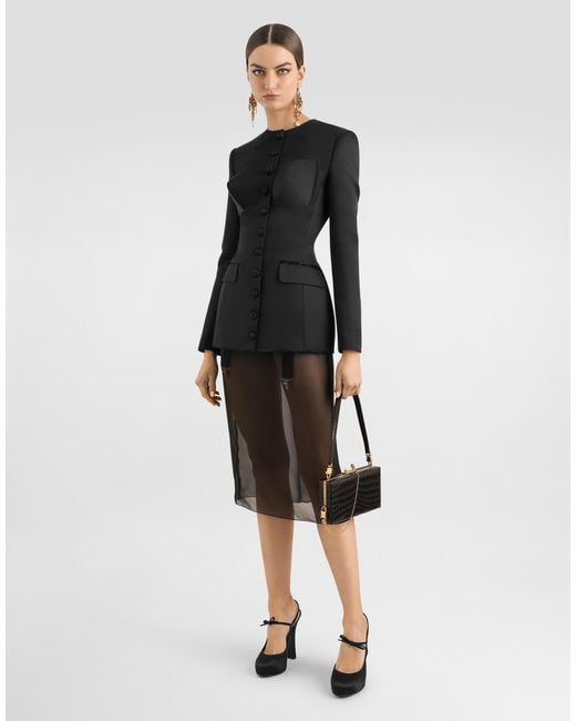 Dolce & Gabbana Black Chiffon Voile Calf-Length Skirt