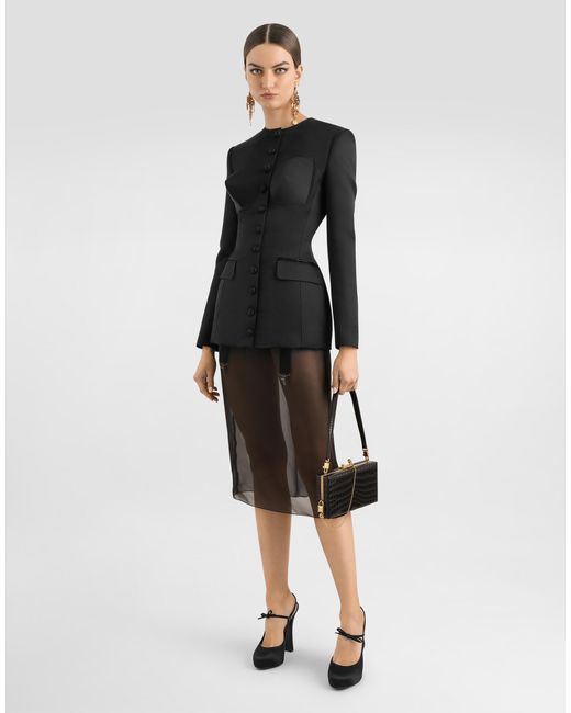Dolce & Gabbana Black Chiffon Voile Calf-Length Skirt