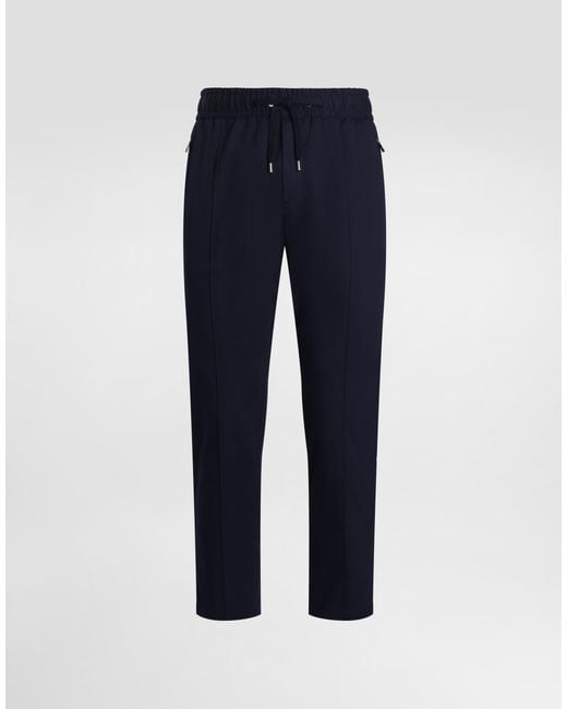 Dolce & Gabbana Blue Stretch Cotton Gabardine Jogging Trousers for men