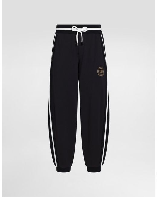 Dolce & Gabbana Blue Cotton Fleece Jogging Trousers for men