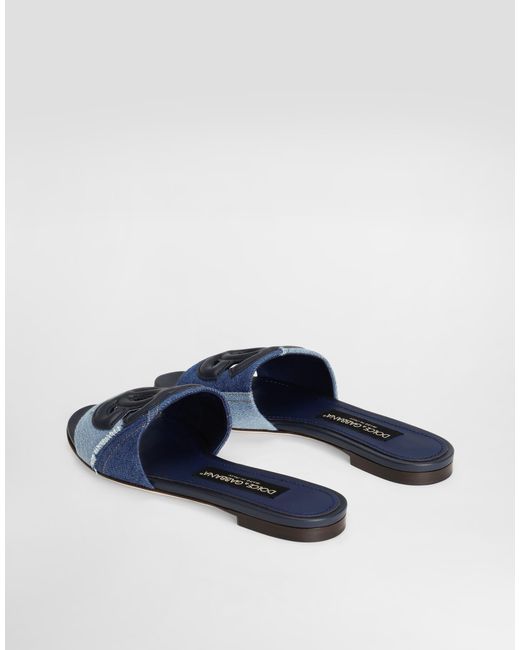 Dolce & Gabbana Blue Logo-appliqué Patchwork Denim Flats